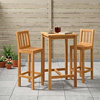 vidaXL Utomhus Bar Set 3 pcs Obehandlad Massivt teakträ