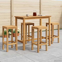 vidaXL Utomhus Bar Set 5 pcs Obehandlad Massivt teakträ