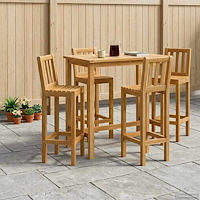 vidaXL Utomhus Bar Set 5 pcs Obehandlad Massivt teakträ