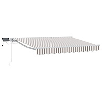 vidaXL Manuell markisram med LED-lampor Ljusgrå och vit. 3 x 2,5 m
