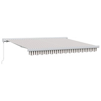 vidaXL Utdragbar markis Ljusgrå och vit. 450 × 300 cm