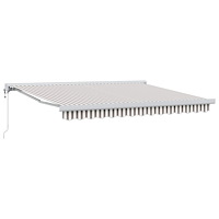 vidaXL Utdragbar markis Ljusgrå och vit. 450 × 300 cm Tyg och Metall