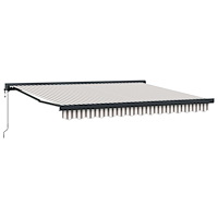 vidaXL Utdragbar markis Ljusgrå och vit. 450 × 300 cm Tyg och Metall