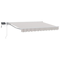 vidaXL Manuell markisram med LED-lampor Ljusgrå och vit. 5 × 3,5 m