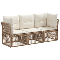 vidaXL Trädgårdsoffset 3 pcs Beige konstrotting