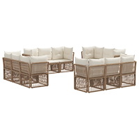 vidaXL Trädgårdsoffset 12 pcs Beige konstrotting