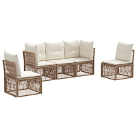 vidaXL Trädgårdsoffset 5 pcs Beige konstrotting