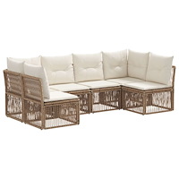 vidaXL Trädgårdsoffset 6 pcs Beige konstrotting