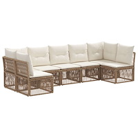 vidaXL Trädgårdsoffset 7 pcs Beige konstrotting