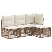 vidaXL Trädgårdsoffset 4 pcs Beige konstrotting