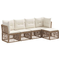 vidaXL Trädgårdsoffset 5 pcs Beige konstrotting