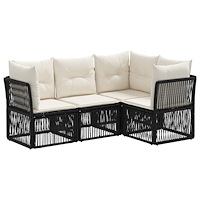 vidaXL Trädgårdsoffset 4 pcs Svart konstrotting