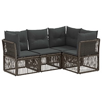 vidaXL Trädgårdsoffset 4 pcs Grå konstrotting