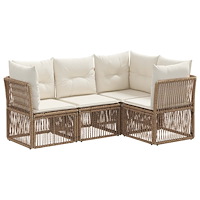 vidaXL Trädgårdsoffset 4 pcs Beige konstrotting