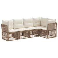 vidaXL Trädgårdsoffset 5 pcs Beige konstrotting