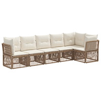 vidaXL Trädgårdsoffset 6 pcs Beige konstrotting