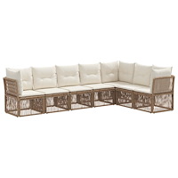 vidaXL Trädgårdsoffset 7 pcs Beige konstrotting