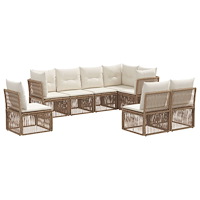 vidaXL Trädgårdsoffset 8 pcs Beige konstrotting