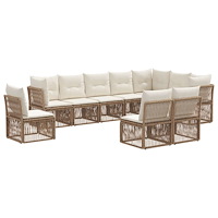 vidaXL Trädgårdsoffset 10 pcs Beige konstrotting