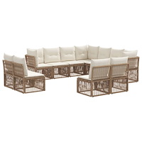vidaXL Trädgårdsoffset 11 pcs Beige konstrotting