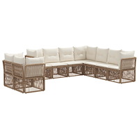 vidaXL Trädgårdsoffset 9 pcs Beige konstrotting