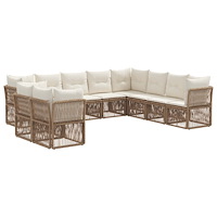 vidaXL Trädgårdsoffset 10 pcs Beige konstrotting