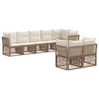 vidaXL Trädgårdsoffset 8 pcs Beige konstrotting