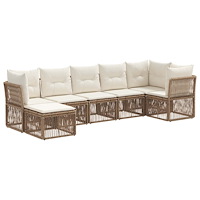 vidaXL Trädgårdsoffset 7 pcs Beige konstrotting