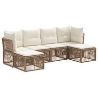 vidaXL Trädgårdsoffset 6 pcs Beige konstrotting
