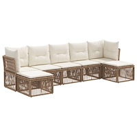 vidaXL Trädgårdsoffset 7 pcs Beige konstrotting