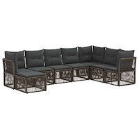 vidaXL Trädgårdsoffset 8 pcs Grå konstrotting