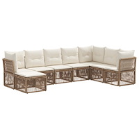 vidaXL Trädgårdsoffset 8 pcs Beige konstrotting