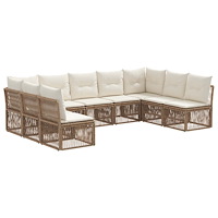 vidaXL Trädgårdsoffset 9 pcs Beige konstrotting
