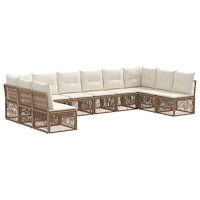 vidaXL Trädgårdsoffset 10 pcs Beige konstrotting