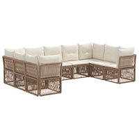 vidaXL Trädgårdsoffset 9 pcs Beige konstrotting