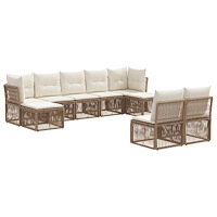 vidaXL Trädgårdsoffset 9 pcs Beige konstrotting