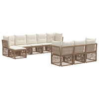 vidaXL Trädgårdsoffset 10 pcs Beige konstrotting