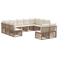 vidaXL Trädgårdsoffset 11 pcs Beige konstrotting