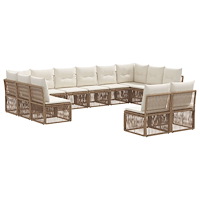 vidaXL Trädgårdsoffset 12 pcs Beige konstrotting