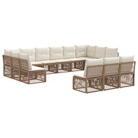 vidaXL Trädgårdsoffset 13 pcs Beige konstrotting