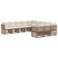 vidaXL Trädgårdsoffset 11 pcs Beige konstrotting