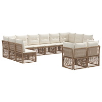 vidaXL Trädgårdsoffset 12 pcs Beige konstrotting