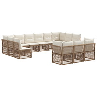 vidaXL Trädgårdsoffset 13 pcs Beige konstrotting