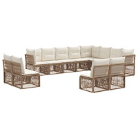 vidaXL Trädgårdsoffset 12 pcs Beige konstrotting