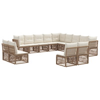 vidaXL Trädgårdsoffset 13 pcs Beige konstrotting