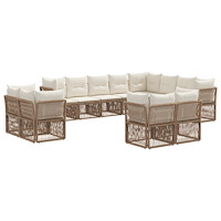 vidaXL Trädgårdsoffset 12 pcs Beige konstrotting