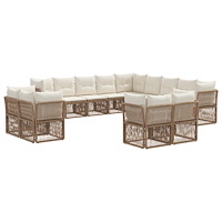 vidaXL Trädgårdsoffset 13 pcs Beige konstrotting