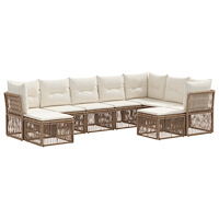 vidaXL Trädgårdsoffset 9 pcs Beige konstrotting