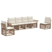 vidaXL Trädgårdsoffset 6 pcs Beige konstrotting