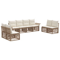 vidaXL Trädgårdsoffset 8 pcs Beige konstrotting